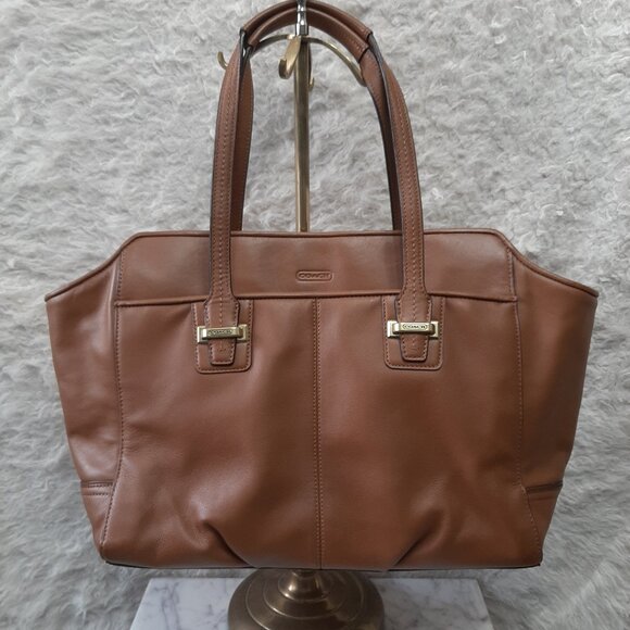 Coach F25205 Brown Tan Taylor Leather Alexis Caryall Tote - Picture 3 of 16